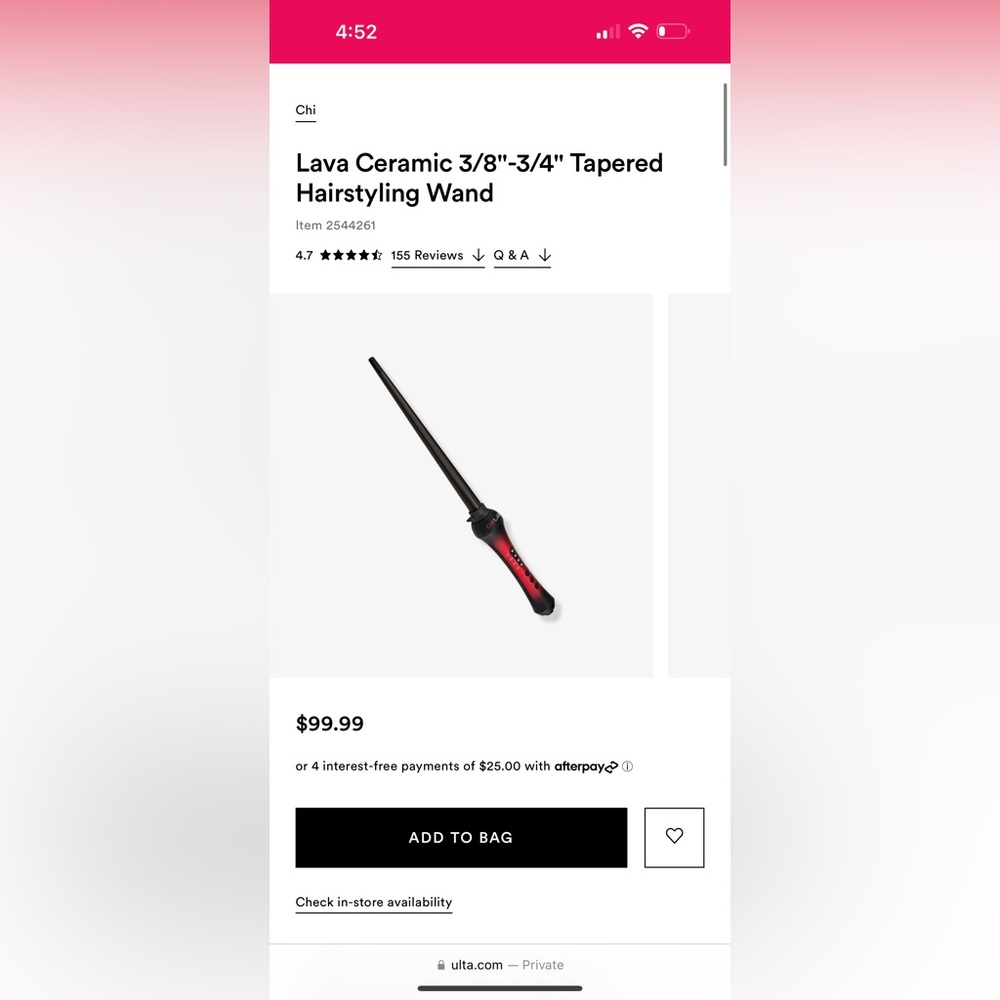 CHI Ceramic tapered clueless hair curling wand